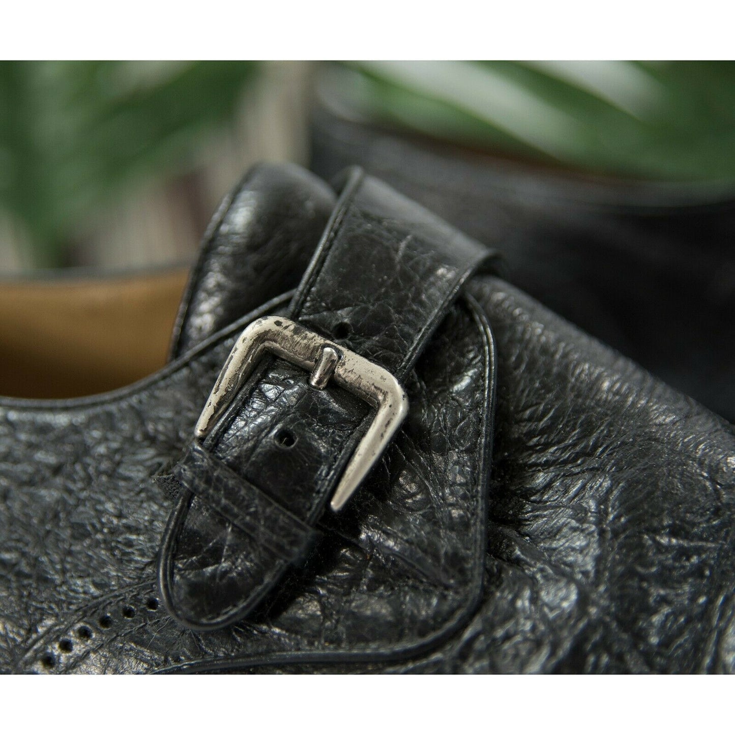 Moreschi Monk Strap Black Leather Oxford Loafer Shoes Size 14