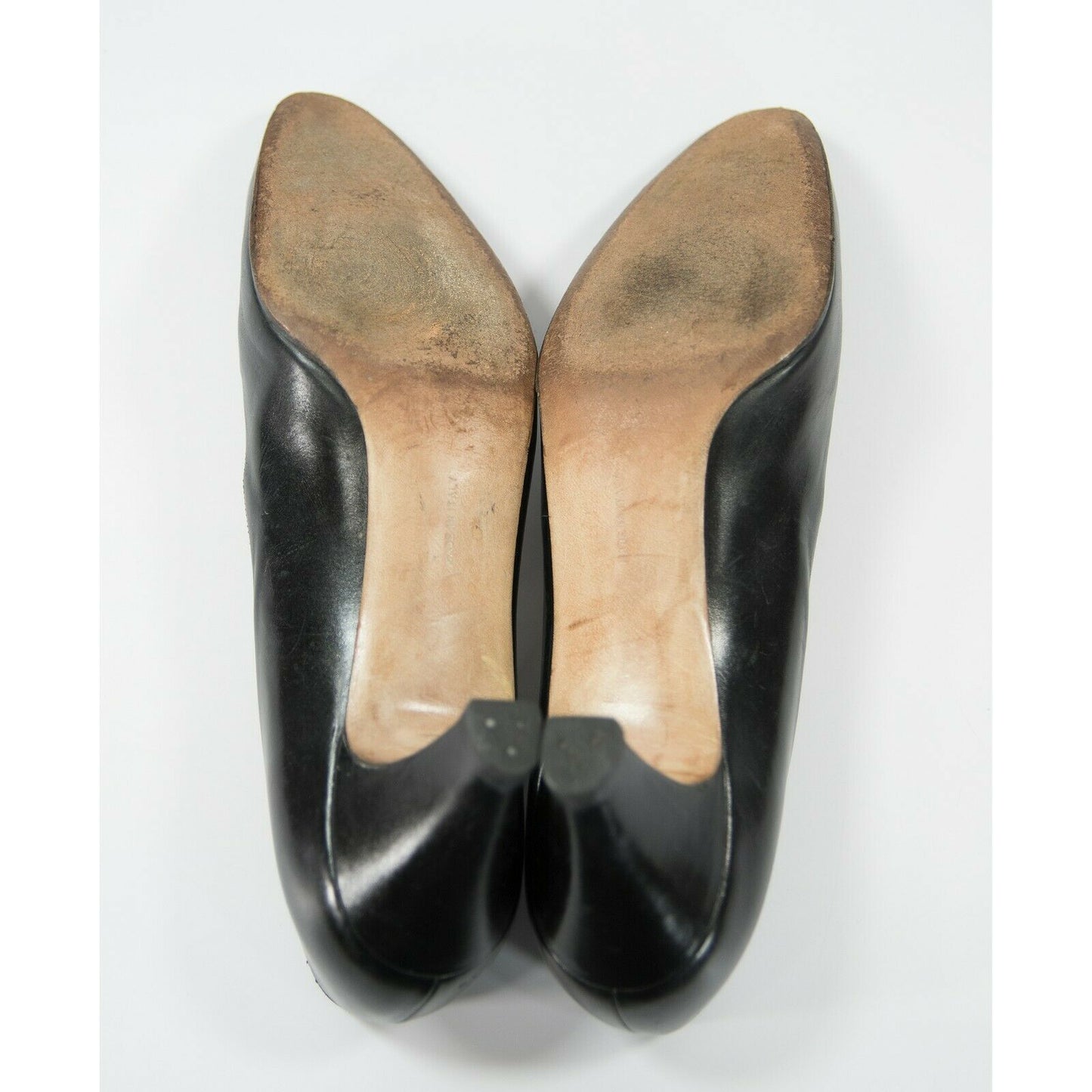 Salvatore Ferragamo DQU8987 Black Leather Low Heels Shoes Size 8.5 Extra Narrow