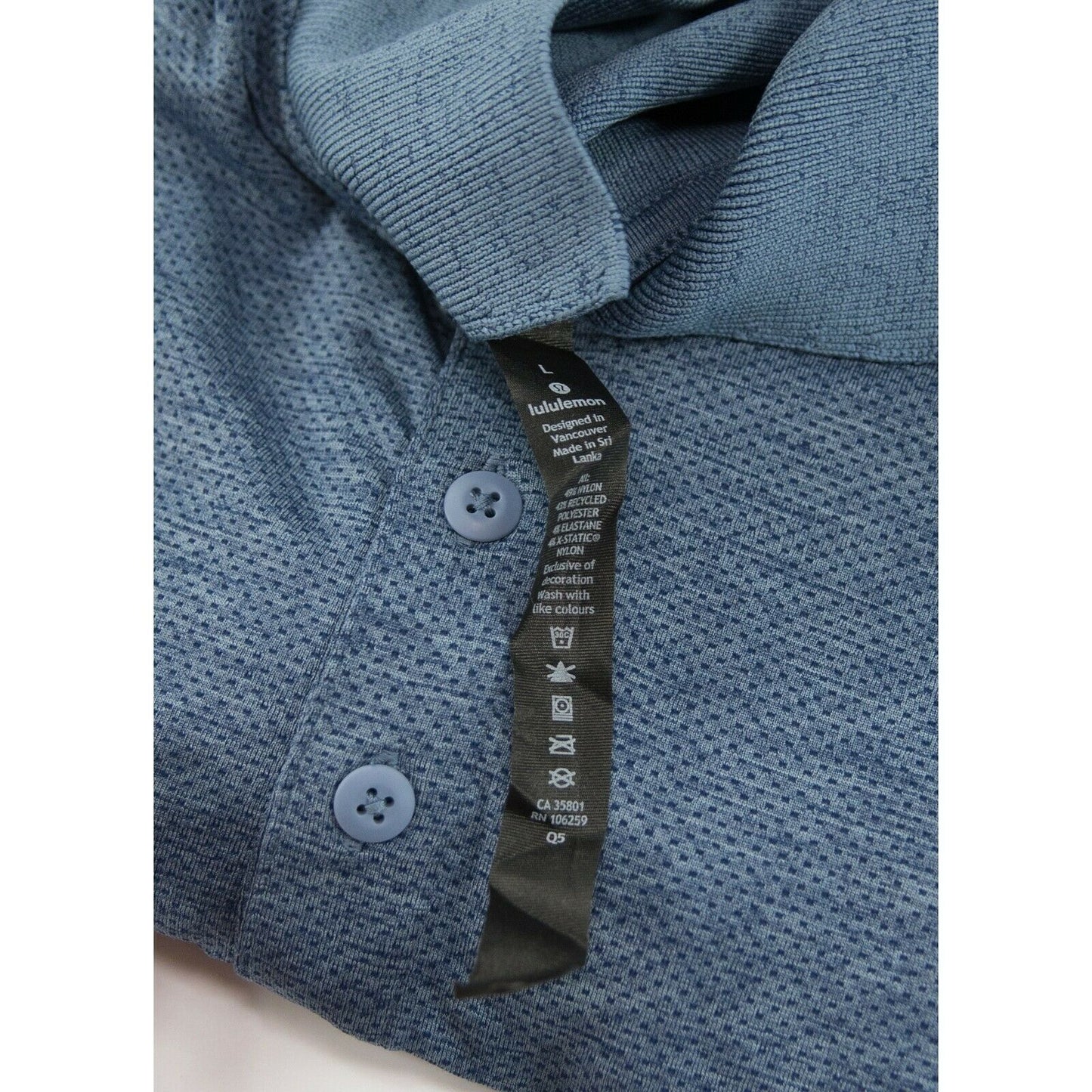 Lululemon Mens Blue Metal Vent Tech Short Sleeve Polo Shirt L NWT