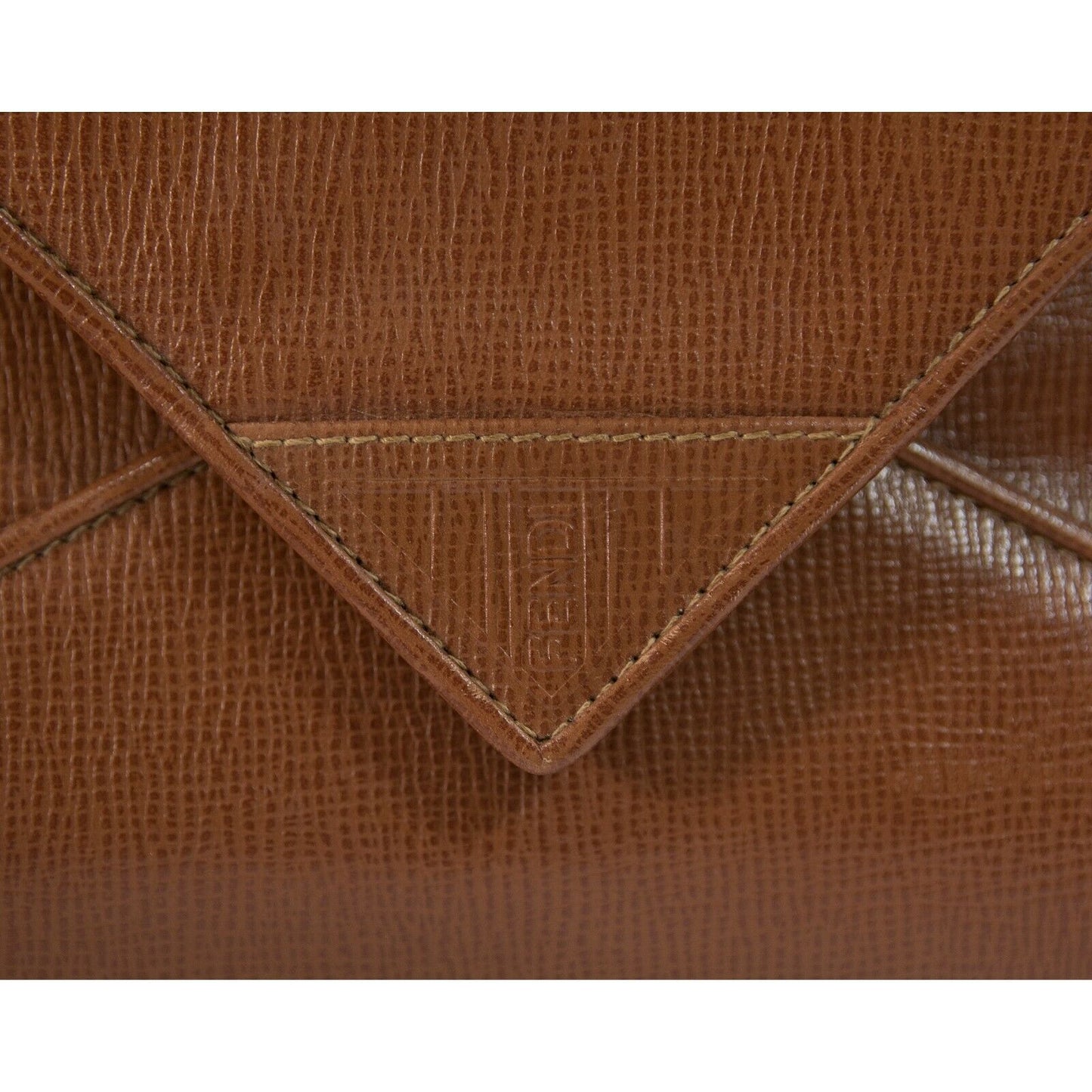 Fendi 1980s Vintage Caramel Leather Flat Flap Crossbody Bag