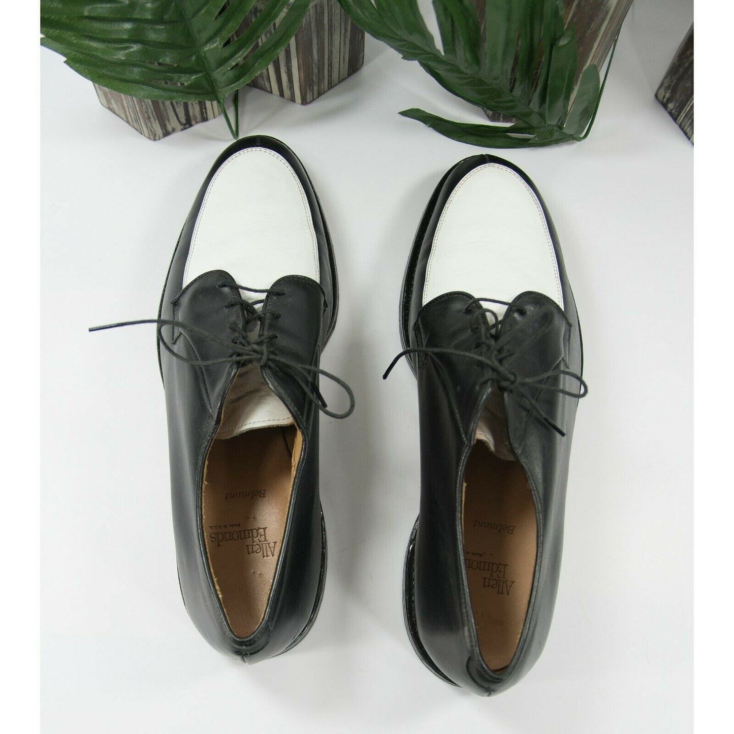 Allen Edmonds Black White Colorblock Lace Up Oxford Dress Shoes Size 13