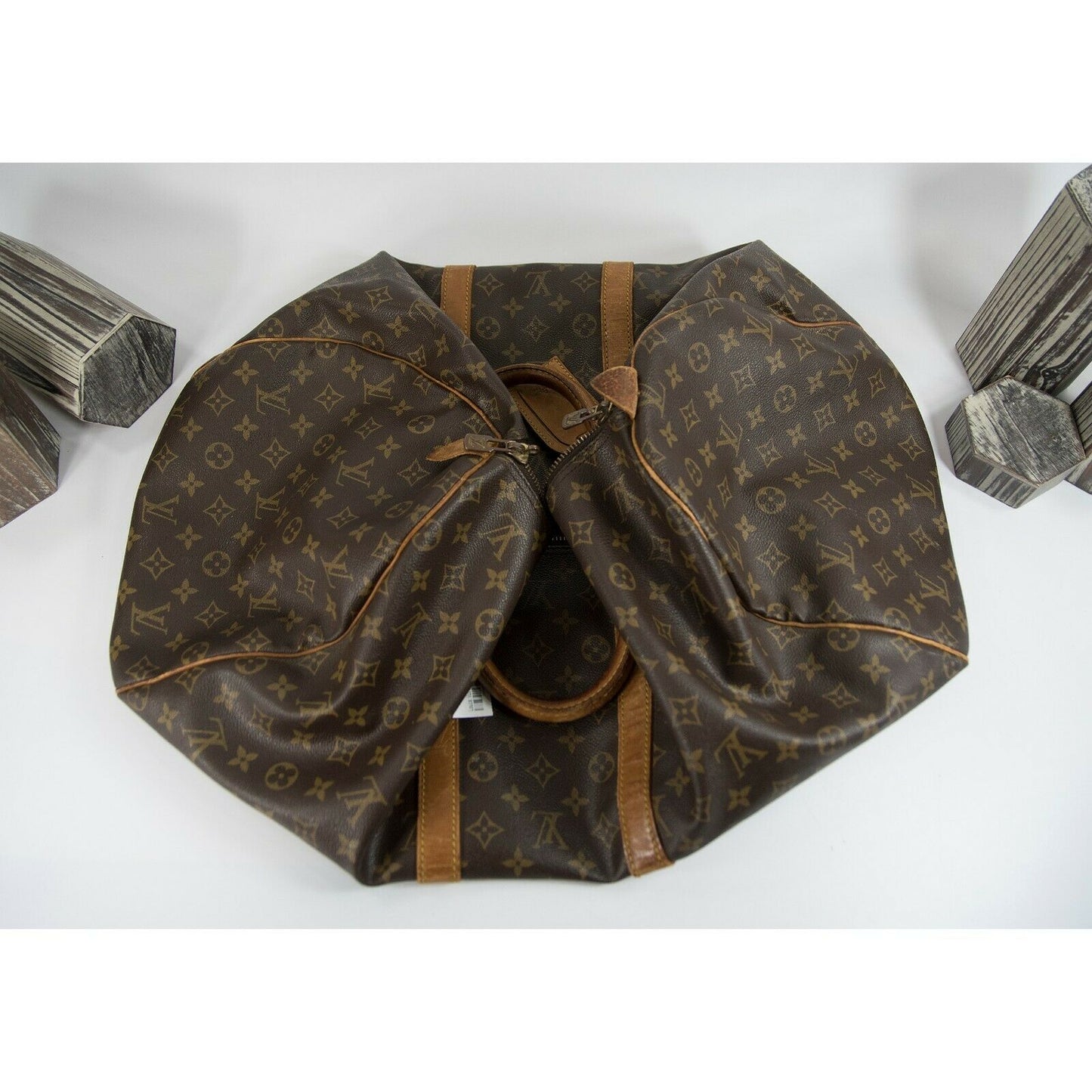 Louis Vuitton Brown Monogram KeepAll 45 Boston Travel Duffle Handbag Vintage