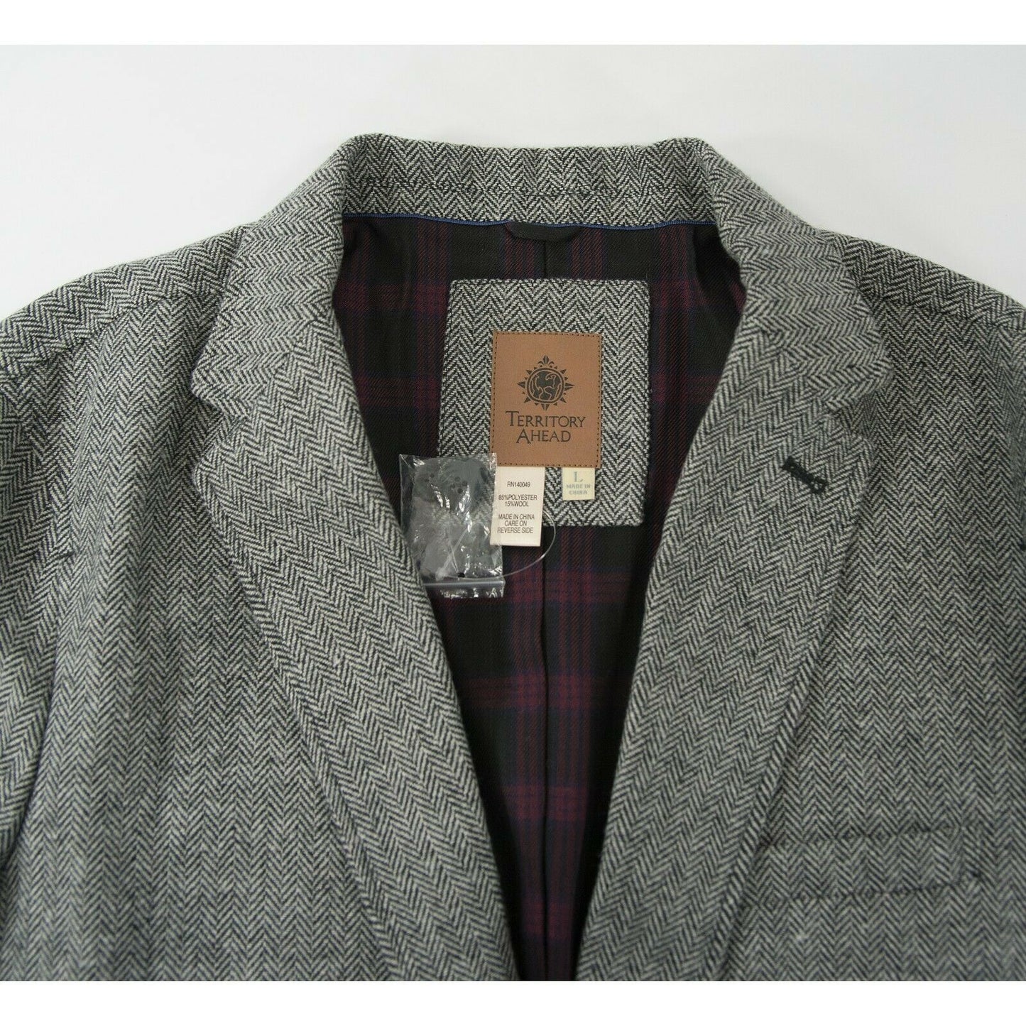 Territory Ahead Grey Herringbone Wool Blazer Jacket Sport Coat L NWT