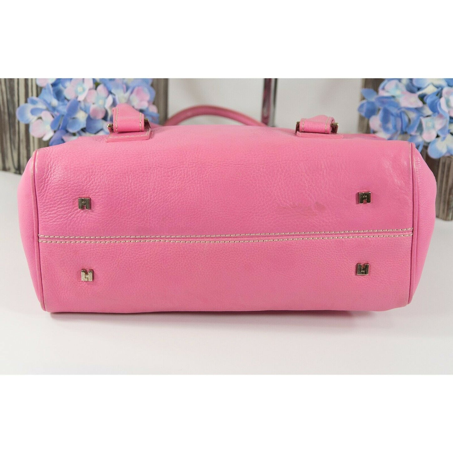 Lambertson Truex Vintage Bright Pink Leather Satchel GUC