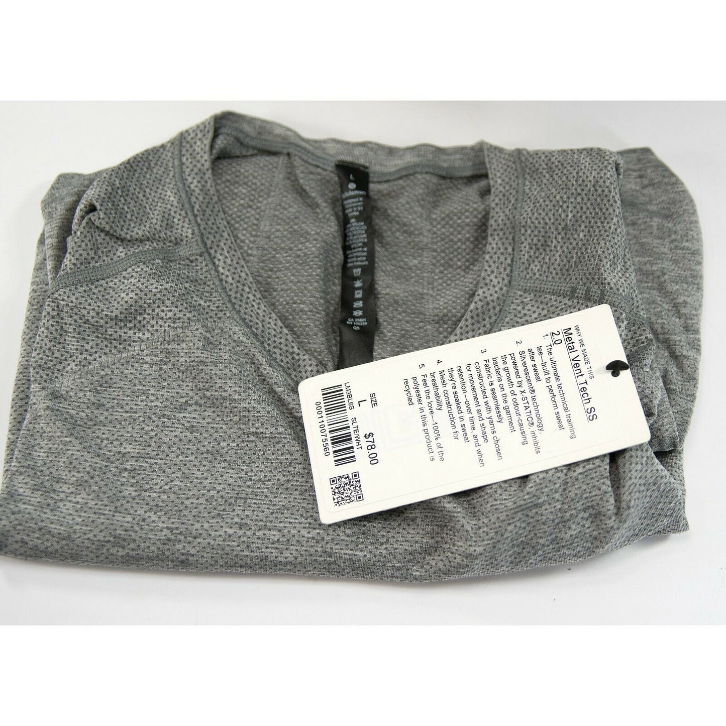 Lululemon Mens Grey Metal Vent Tech Short Sleeve Fitted T-shirt L NWT