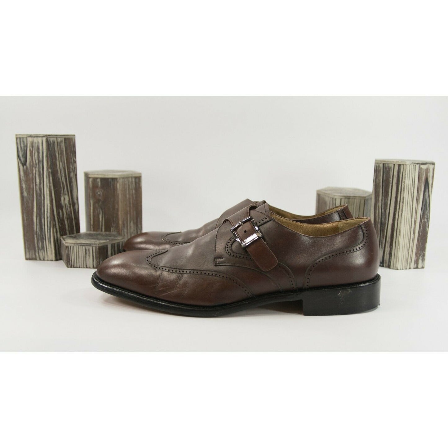 Moreschi Brown Leather Monk Strap Loafer Oxford Size 14