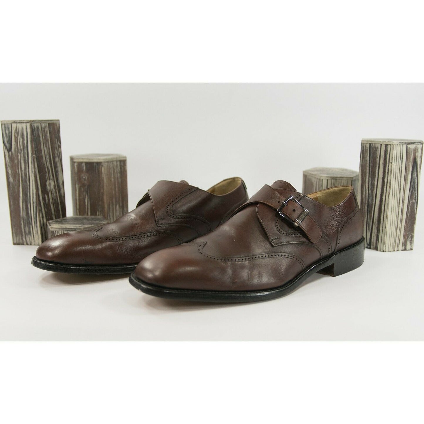 Moreschi Brown Leather Monk Strap Loafer Oxford Size 14